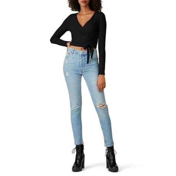 Reformation Serena Montego Destroyed High Rise Blue Denim Skinny Jeans Size 30 - Picture 1 of 7